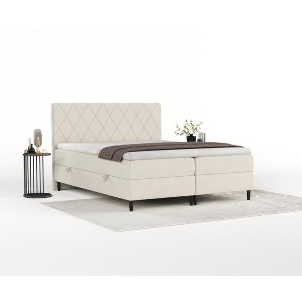 Letto boxspring beige con contenitore 160x200 cm Gwen - Maison de Rêve-image-4