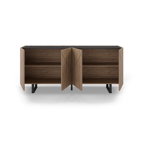 Cassettiera bassa in rovere nero/naturale 180x80 cm Milena - Marckeric-image-4