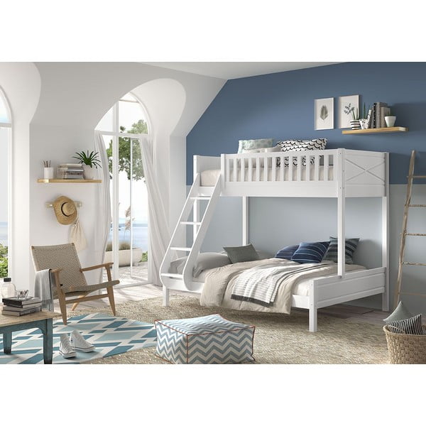 Letto a castello bianco per bambini 140x200/90x200 cm Scott - Vipack-image-3