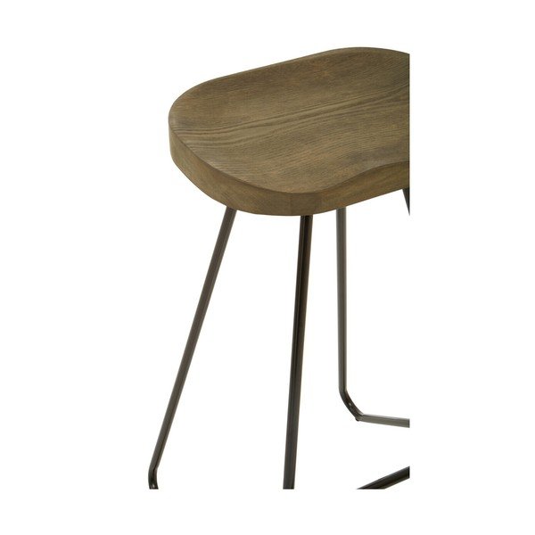 Sedia da bar nera/di colore naturale in olmo massiccio (altezza della seduta 78 cm) District – Premier Housewares-image-4