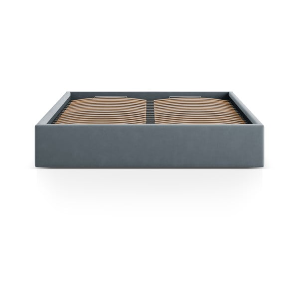 Letto matrimoniale imbottito azzurro con contenitore/senza testiera con rete inclusa 140x200 cm Susan – Micadoni -image-2