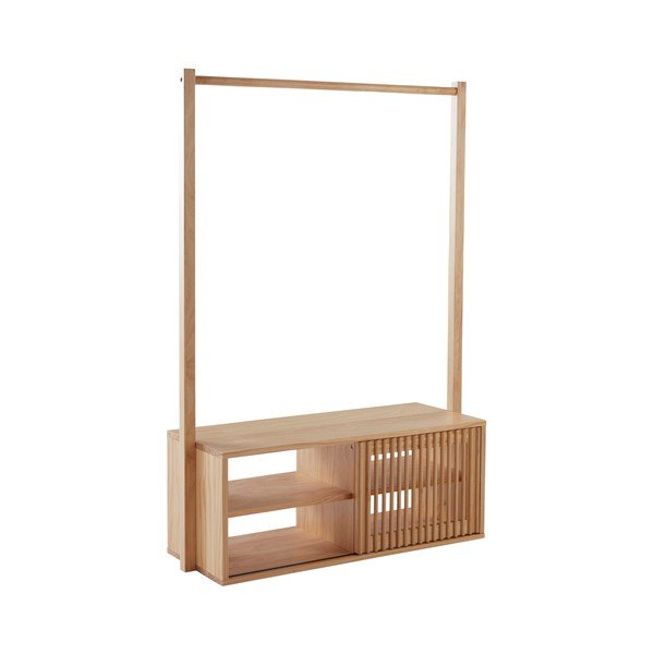 Set di mobili da ingresso colore naturale chiaro in pino massiccio 108x200x42 cm Svanshall – Jotex-image-2