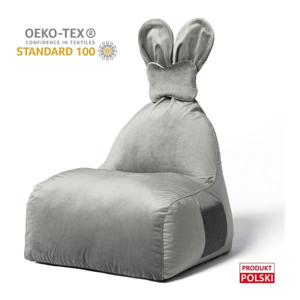 Pouf a sacco per bambini grigio Funny Bunny – The Brooklyn Kids-image-1