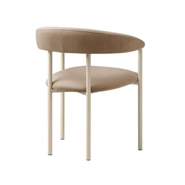 Sedia da pranzo beige/color crema imbottito con braccioli Lea – Micadoni -image-2