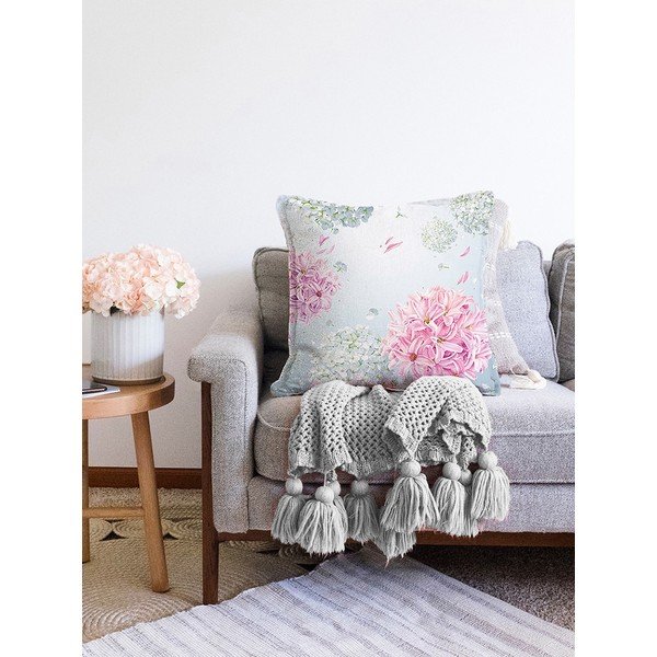 Federa blu in misto cotone Peonia, 55 x 55 cm - Minimalist Cushion Covers-image-2