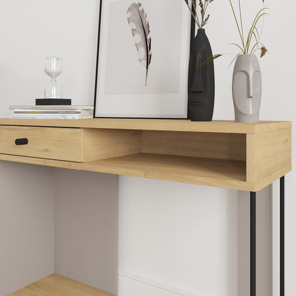 Consolle con piano in rovere decorato 35x100 cm Saturne - Marckeric-image-4