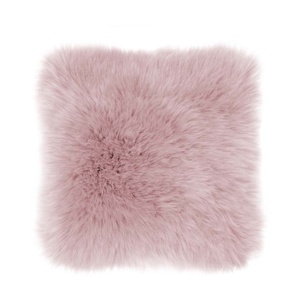 Cuscino in pelle di pecora rosa, 45 x 45 cm - Tiseco Home Studio