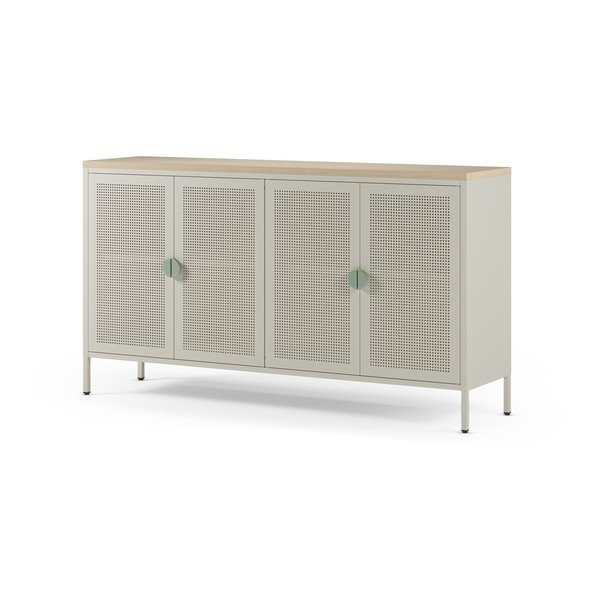 Armadietto color crema/di colore naturale in metallo 160x90x40 cm Sayla – Marckeric-image-1