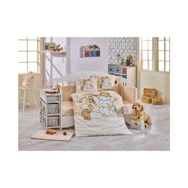 Biancheria da letto per bambini con motivo di pupazzo di neve in popeline di cotone, 100 x 150 cm - Mijolnir