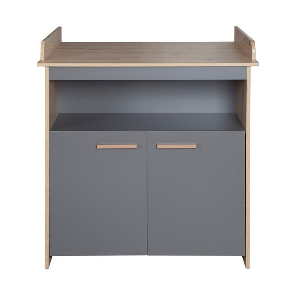 Cassettiera per bambini color antracite/di colore naturale con effetto rovere con fasciatoio 88x98x75 cm Anna – Roba