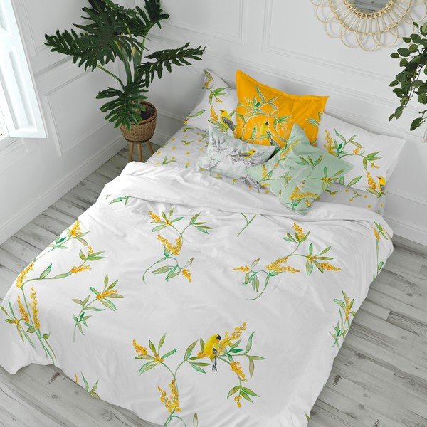 Copripiumino in cotone giallo e bianco per letto matrimoniale 200x200 cm Corniglia - Happy Friday-image-1