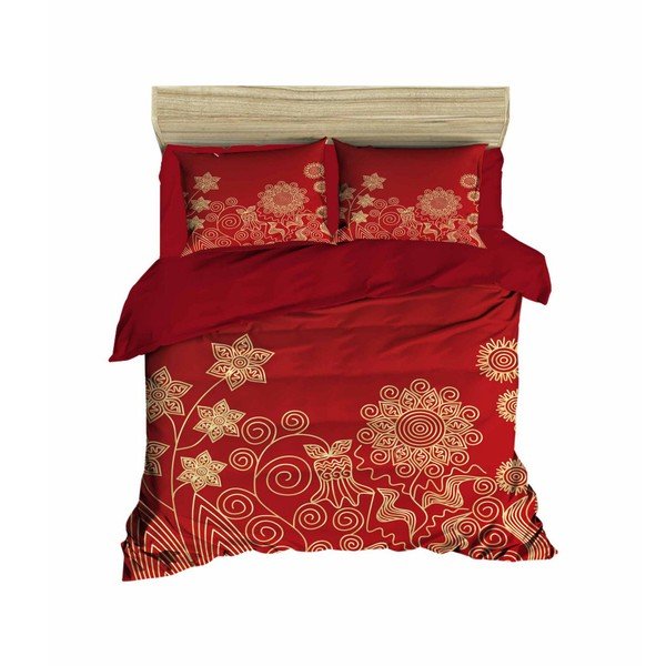 Set di lenzuola e biancheria per letto matrimoniale Flowers Red, 200 x 220 cm - Mijolnir