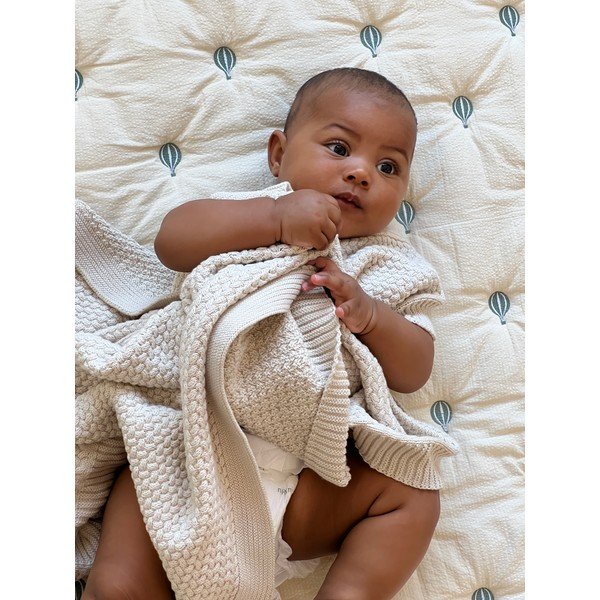 Coperta per bambini giallo chiaro/blu in cotone organico trapuntata 90x120 cm Balloon – Cam Cam Copenhagen-image-2