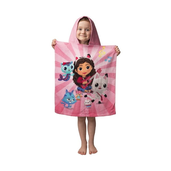 Poncho per bambini rosa in cotone 3-8 anni Gabby´s Dollhouse – Jerry Fabrics-image-1