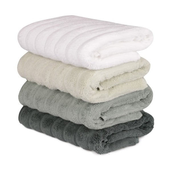 Set di 4 asciugamani in cotone verde e bianco Sofia, 50 x 90 cm - Foutastic