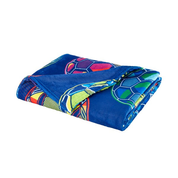 Coperta blu per neonato in micropile 130x170 cm Bright Football - Catherine Lansfield-image-2