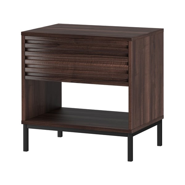 Comodino marrone scuro con piano effetto noce Celine - Støraa-image-1