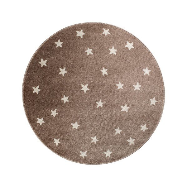 Tappeto rotondo marrone con stelle Stelle, ø 80 cm - KICOTI