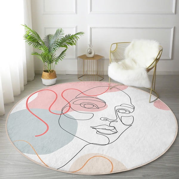 Tappeto rotondo lavabile bianco adatto a robot aspirapolvere ø 120 cm Comfort - Mila Home-image-1