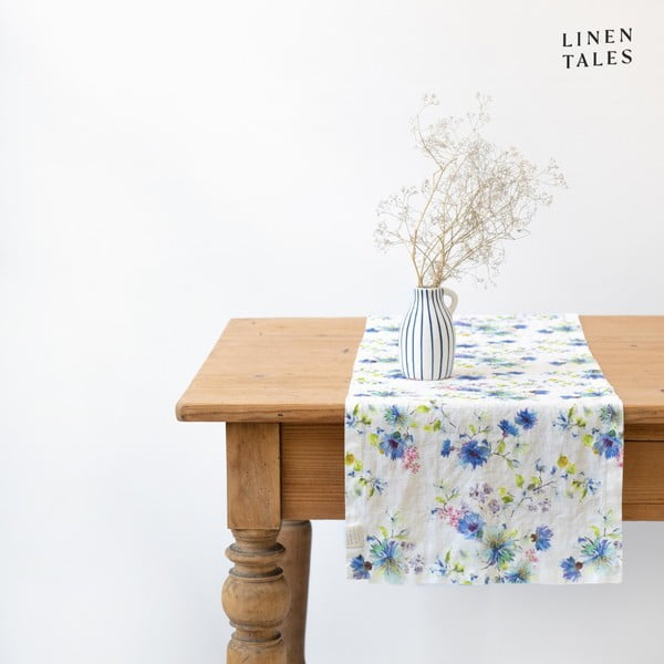 Runner da tavola in lino 40x150 cm White Flowers - Linen Tales