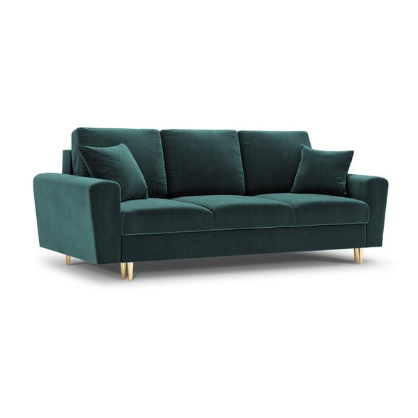 Divano color petrolio allungabile e con contenitore con rivestimento in velluto 235 cm Kyoto – Cosmopolitan Design-image-1