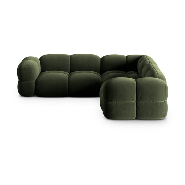 Divano angolare verde con rivestimento in velluto Loretto – Cosmopolitan Design