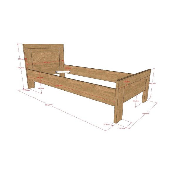 Letto da bambini di colore naturale rete non inclusa 90x200 cm Sam – Vipack-image-2