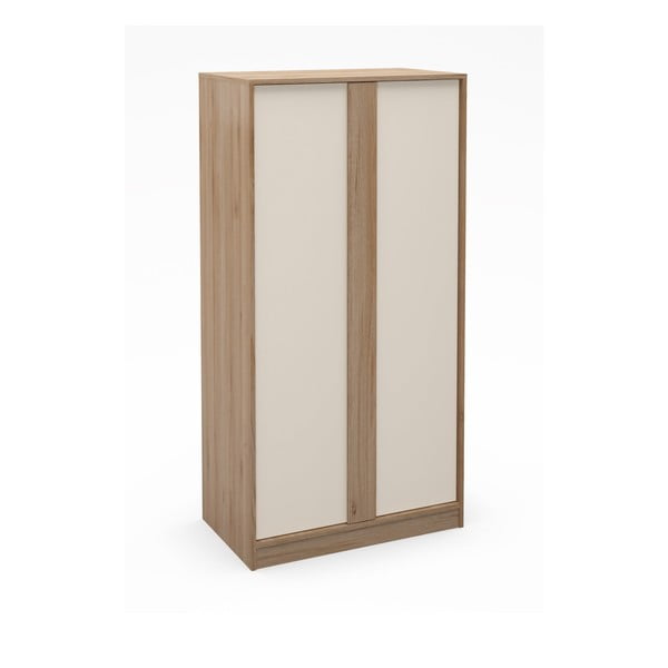 Armadio effetto rovere in colore crema-naturale 90x180x53 cm Dennis - Marckeric-image-4