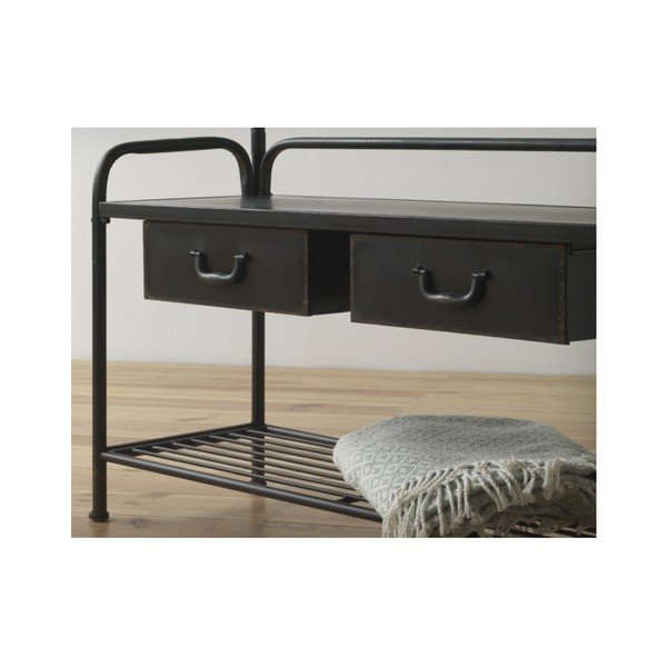 Appendiabiti in metallo nero con panca e scarpiera Gerome - Geese-image-2