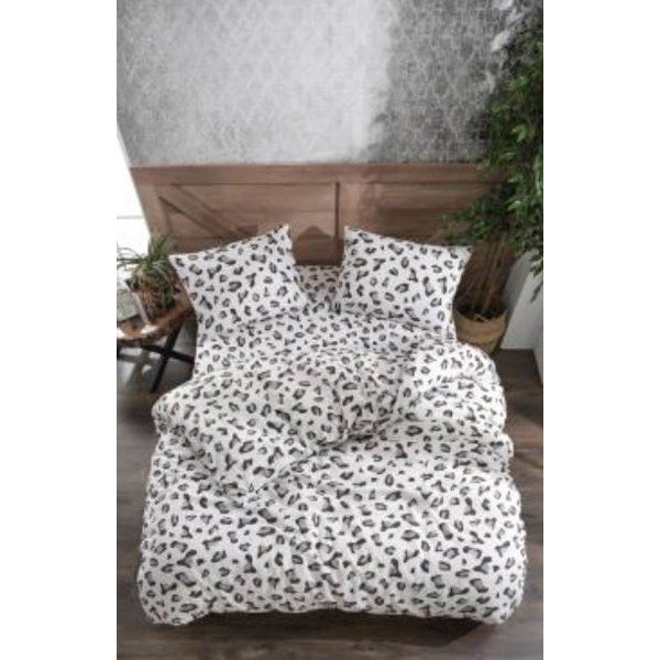 Set copripiumino e federa bianco e grigio in cotone renforcé per letto matrimoniale/esteso con lenzuolo incluso 4 pz 200x220 cm – Mila Home-image-1