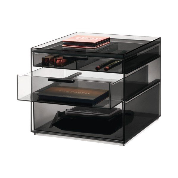 Organizzatore da bagno nero opaco per cosmetici in plastica riciclata - iDesign-image-3