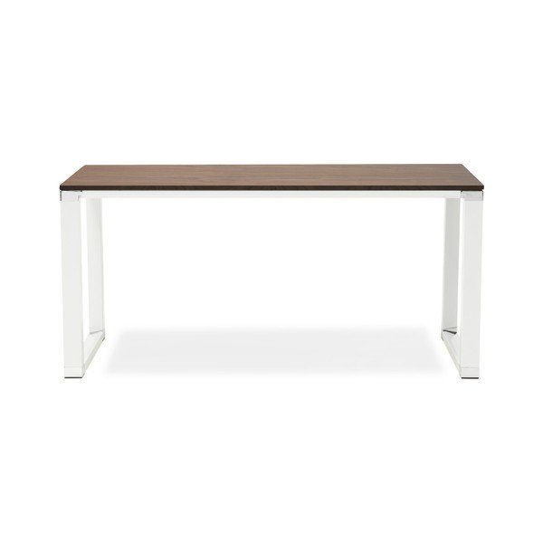 Tavolo da lavoro bianco con piano in legno di noce Warner - Kokoon-image-1