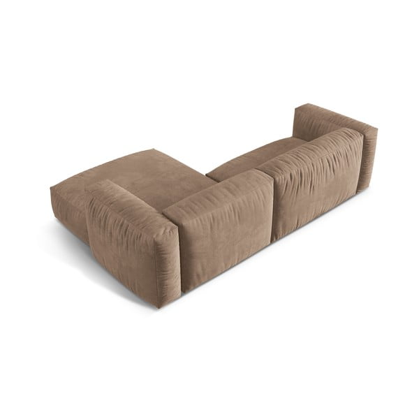 Divano angolare componibile marrone chiaro (con penisola a destra/con chaise lounge) con rivestimento in velluto Martina – Micadoni -image-3