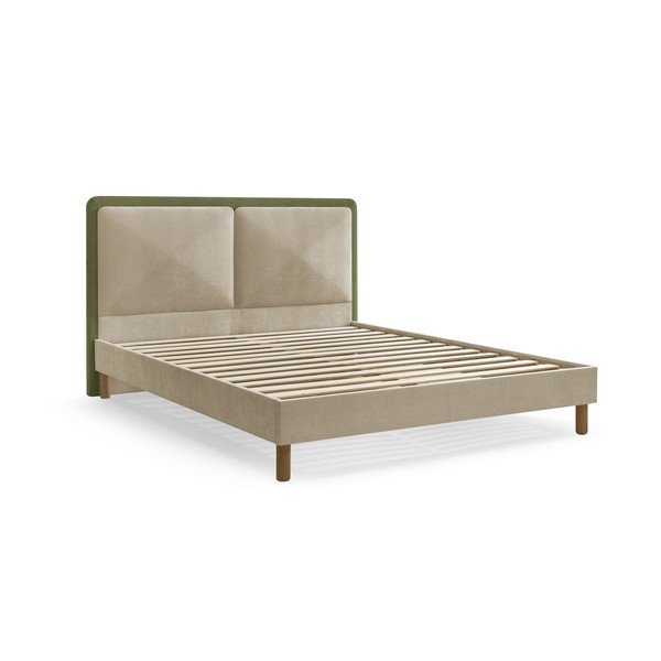Letto matrimoniale imbottito verde imbottito con rete inclusa 180x200 cm Mara – Bobochic Paris