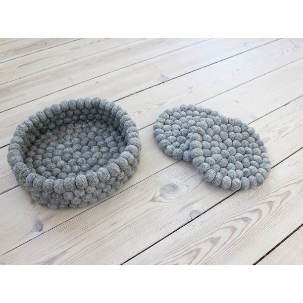 Sottobicchiere a sfera di lana grigia in acciaio Sottobicchiere a sfera, ⌀ 20 cm - Wooldot-image-1