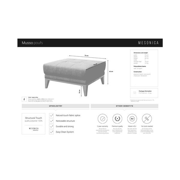 Ottomana grigia imbottita Musso - MESONICA-image-3