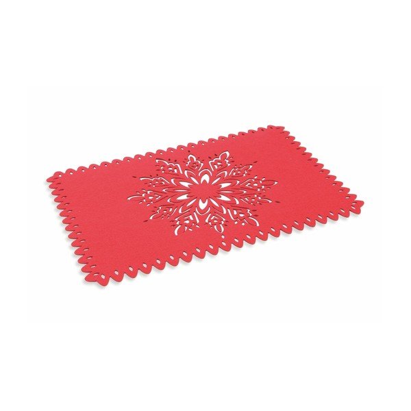 Červené vánoční prostírání Villa d'Este XMAS Tovaglietta Rett Rossa Fiocco Di Neve, 45 x 30 cm