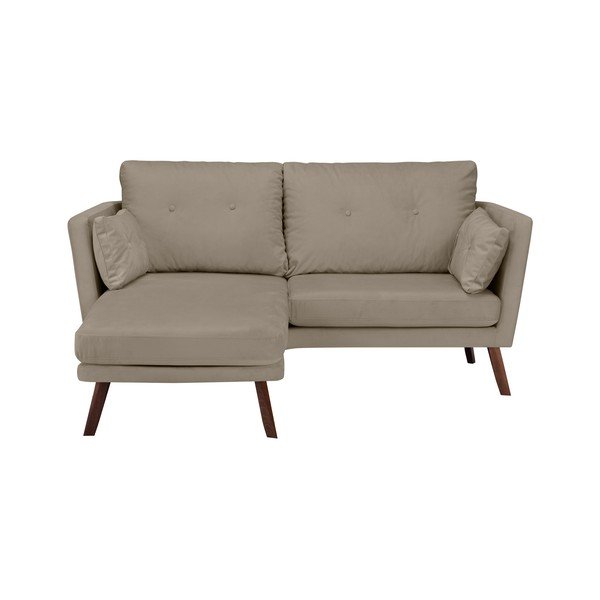 Divano a tre posti Elena, beige scuro, con lettino nell'angolo a sinistra - Mazzini Sofas