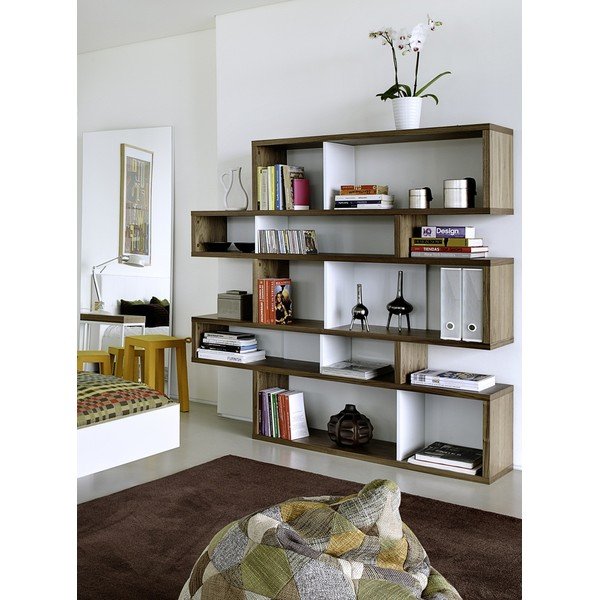 Libreria marrone e bianca Londra, altezza 160 cm - TemaHome-image-1