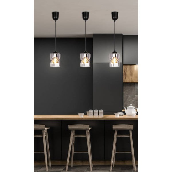 Lampada a sospensione nera con paralume in vetro ø 10 cm Felis - Candellux Lighting-image-1