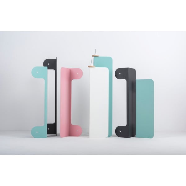 Mensola a muro in acciaio verde con dettaglio in legno di quercia con 2 ganci , lunghezza 60 cm Hook - Gazzda-image-4