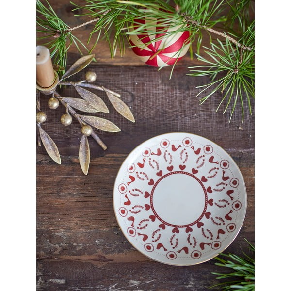 Piatto da dolce color crema in gres a tema natalizio ø 16 cm Jolly – Bloomingville-image-1