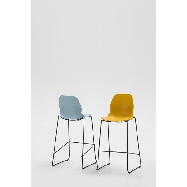 Set di 4 sedie da bar blu chiaro Greta - Marckeric-image-1