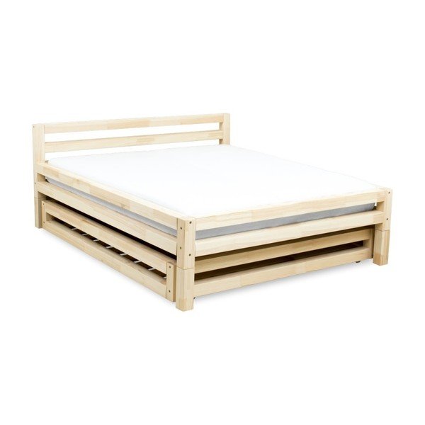 Letto matrimoniale in abete laccato Doppio, 180 x 200 cm - Benlemi-image-1