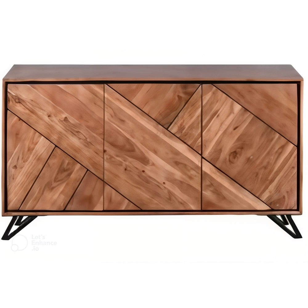 Cassettiera di colore naturale in acacia massiccia 180x86x40 cm Ambala – Interia Home & Living | Cassettiere