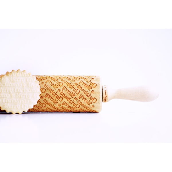 Rullo per pasta in legno a rilievo natalizio con Merry Christmas - Valek-image-2