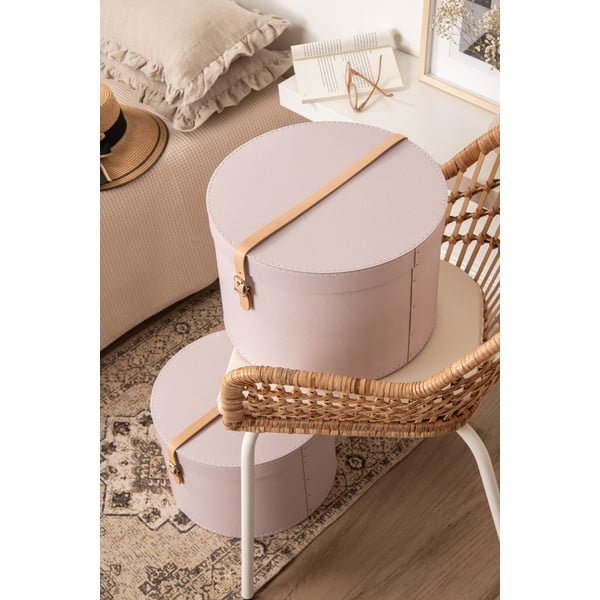 Scatole in set con coperchio rosa chiaro in cartone 2 pz ø 37,5x25 cm Rut Restore Paper Laminate – Bigso-image-2