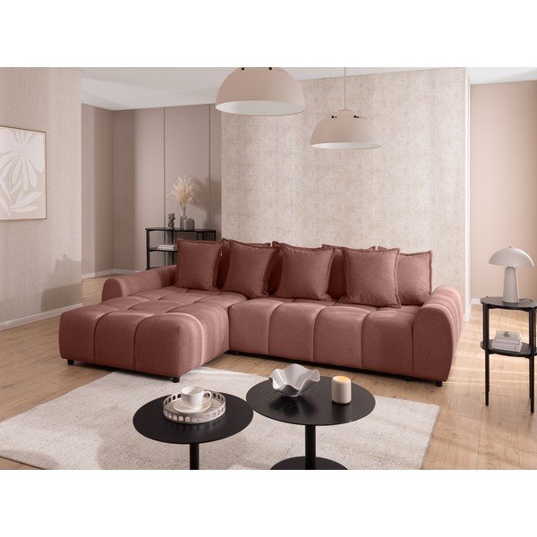 Divano angolare color terracotta (con penisola a sinistra/con chaise lounge) Albane  – Ropez-image-1