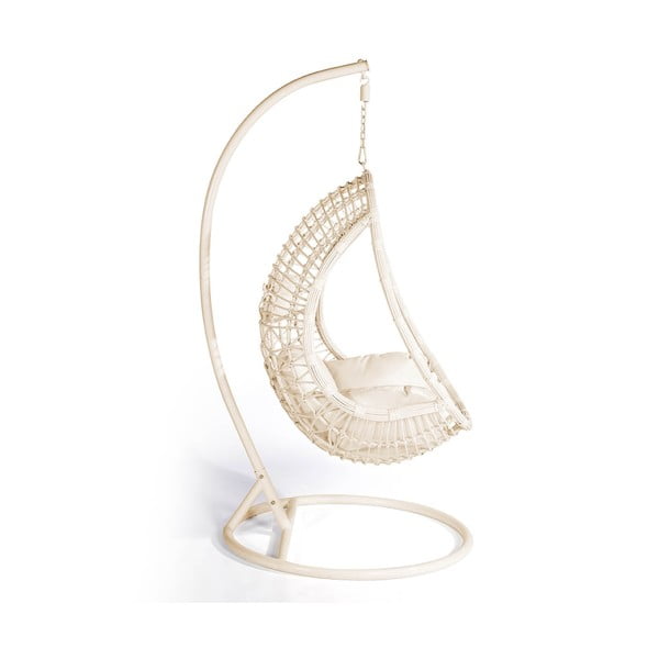 Poltrona sospesa bianco crema in rattan artificiale Tahiti - Bonami Selection-image-2