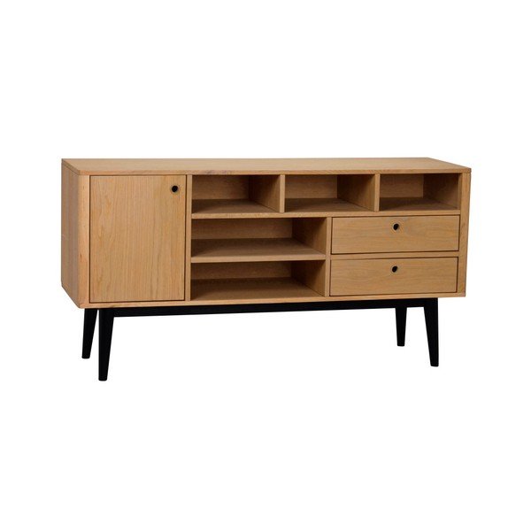 Komoda v dubovém dekoru s černými nohami Rowico Vienna, délka 150 cm